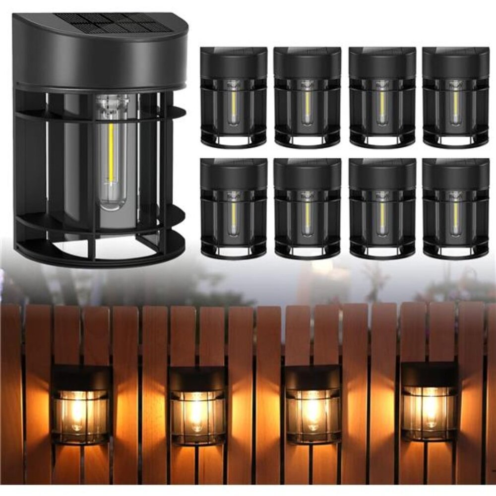 Solar Fence Lights Outdoor Waterproof Solar Lights for Garden Yard Deck 8 Pack